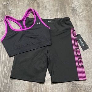 NWT bebe Rainbow Stripe Logo Bike Short Hot Pink